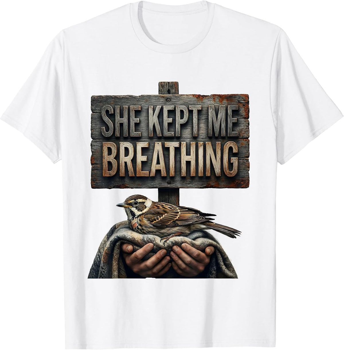 Men's She Kept Me Breathing Veterinary Technician Vet Tech Pride T-Shirt - White