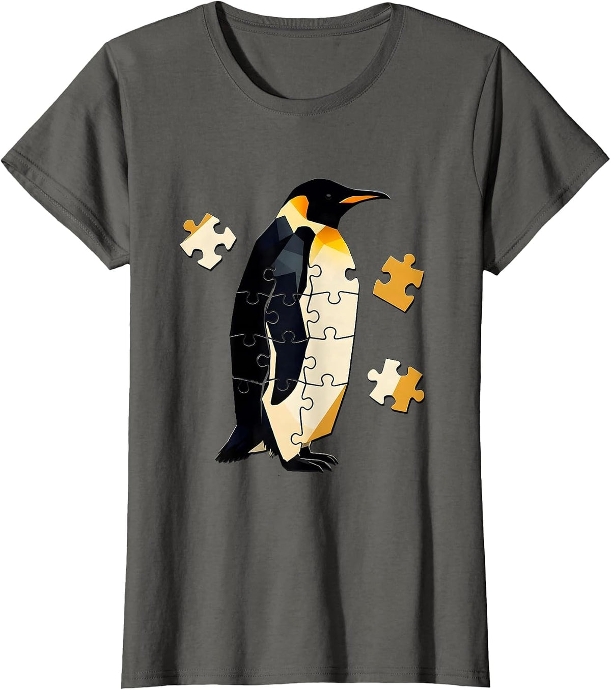 Women's Angular Penguin Silhouette Funny Penguin Lover Gift T-Shirt - Asphalt Grey