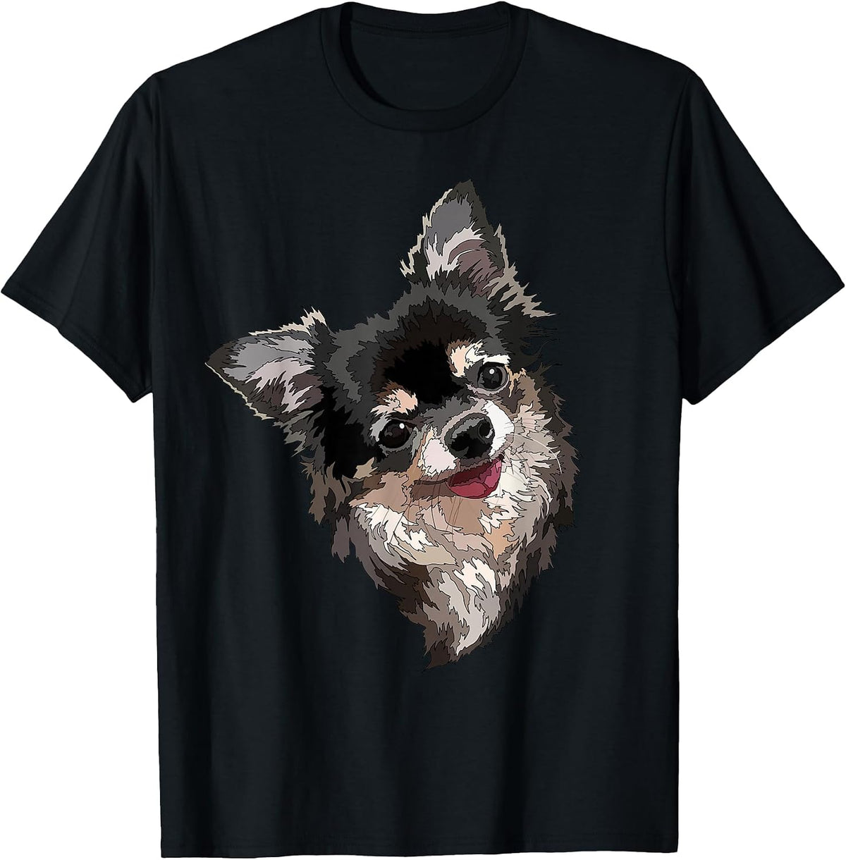 Long Haired Chihuahua Chiwawa Long Hair Mom Dad Dog Lover T-Shirt - Black