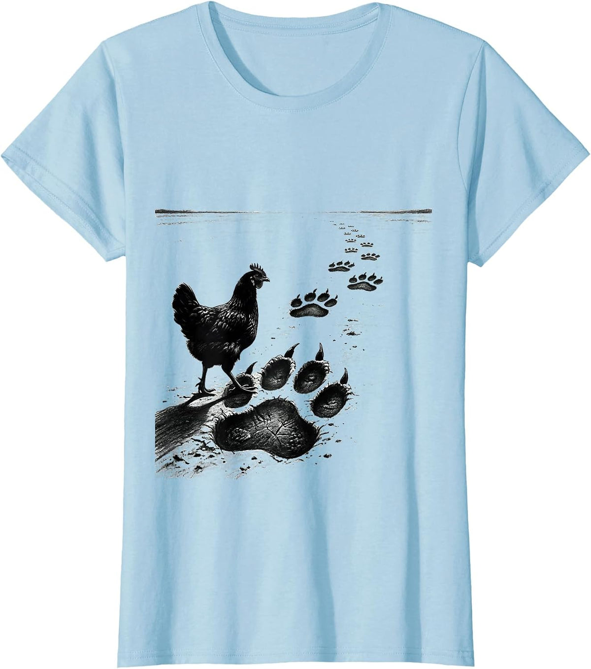 Chicken Footprints Funny Chicken Lover Novelty Gift T-Shirt - Baby Blue