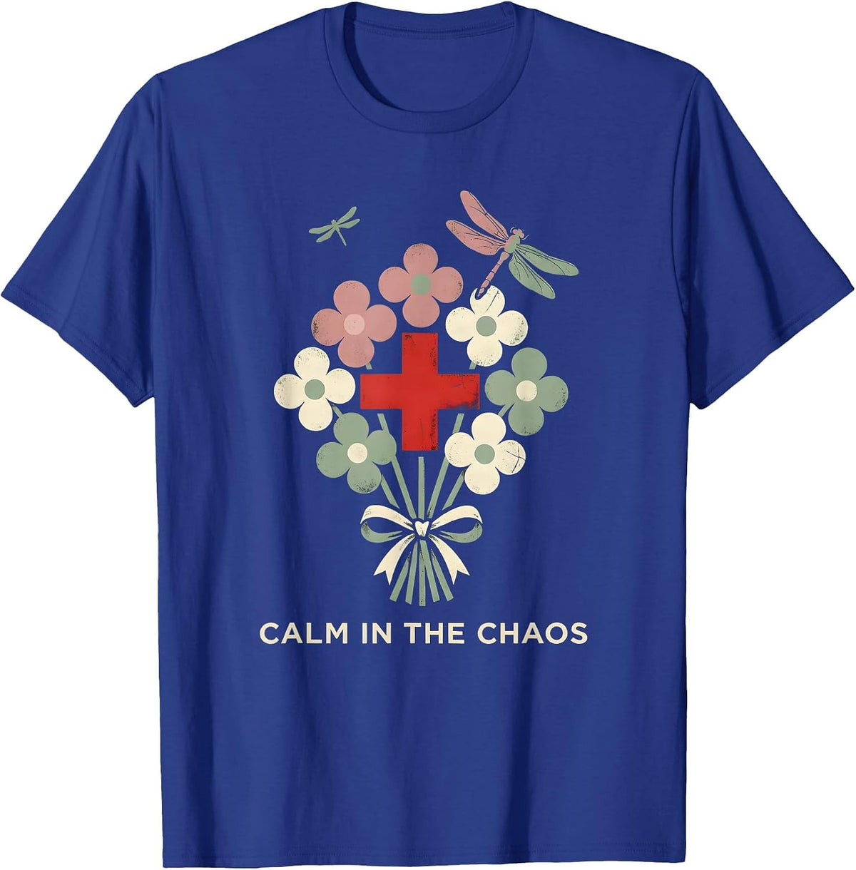 Men's School Nurse Calm in the Chaos Design T-Shirt - Royal Blue