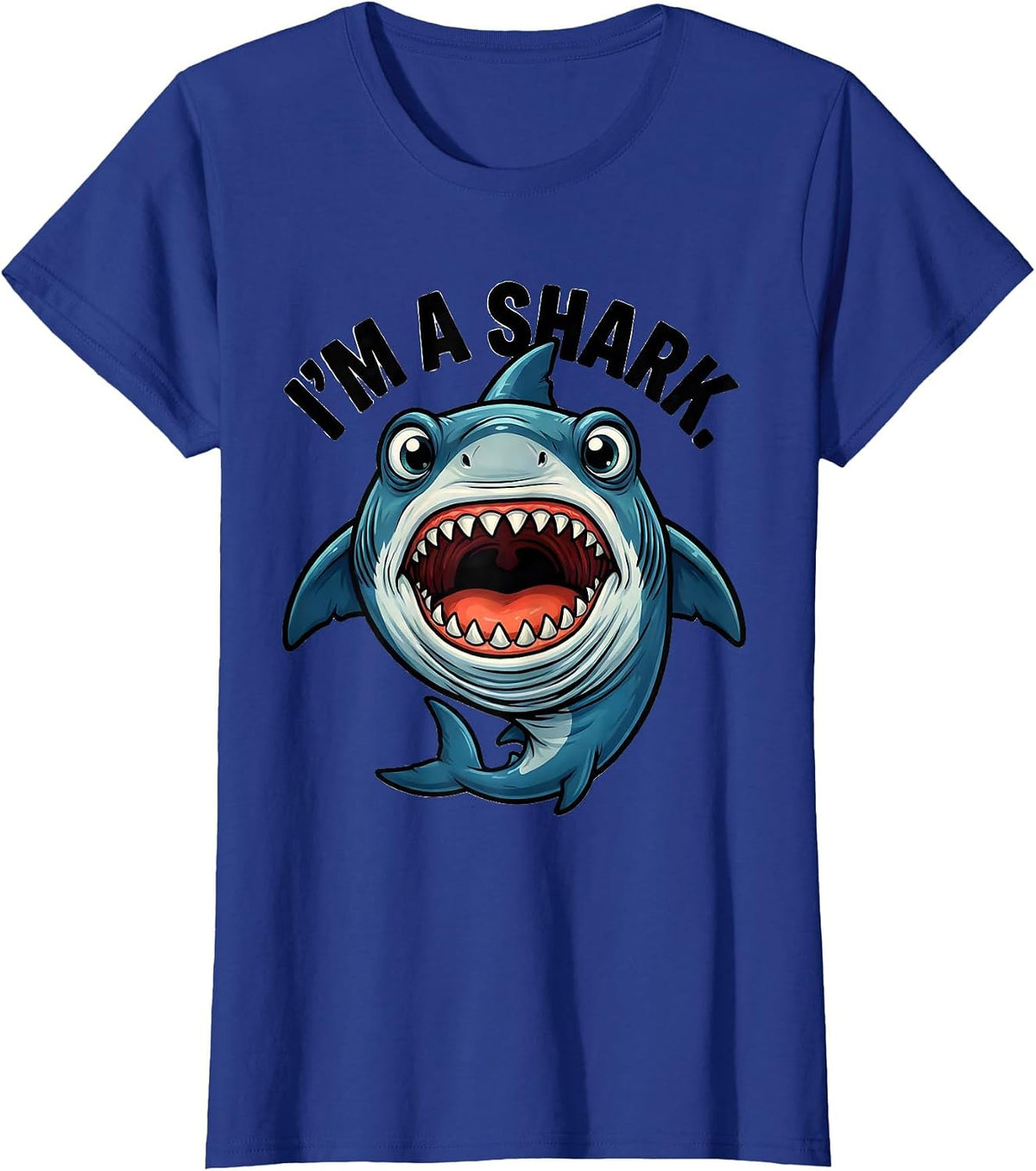 Women's I'm A Shark Cartoon Shark Lover Halloween Costume T-Shirt - Royal Blue