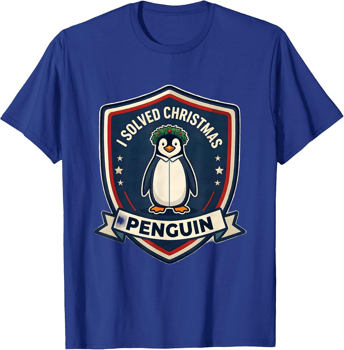 I Solved Christmas Penguin Funny Penguin Lover Christmas T-Shirt - Royal Blue