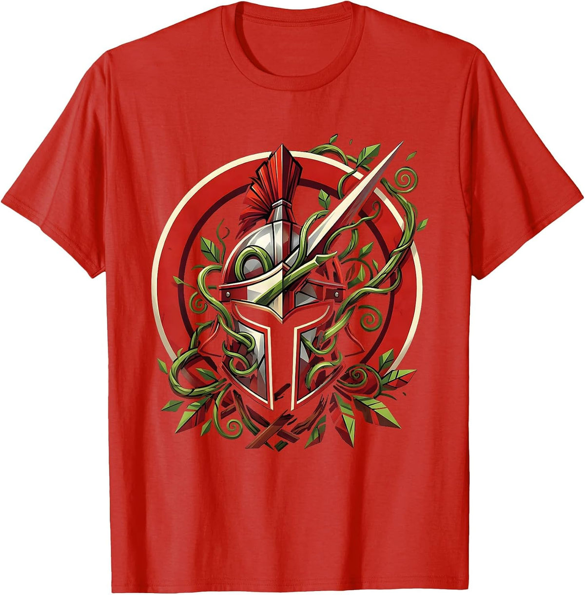 Men's Conquistador Helmet Jungle Vines Mexican Art T-Shirt - Red