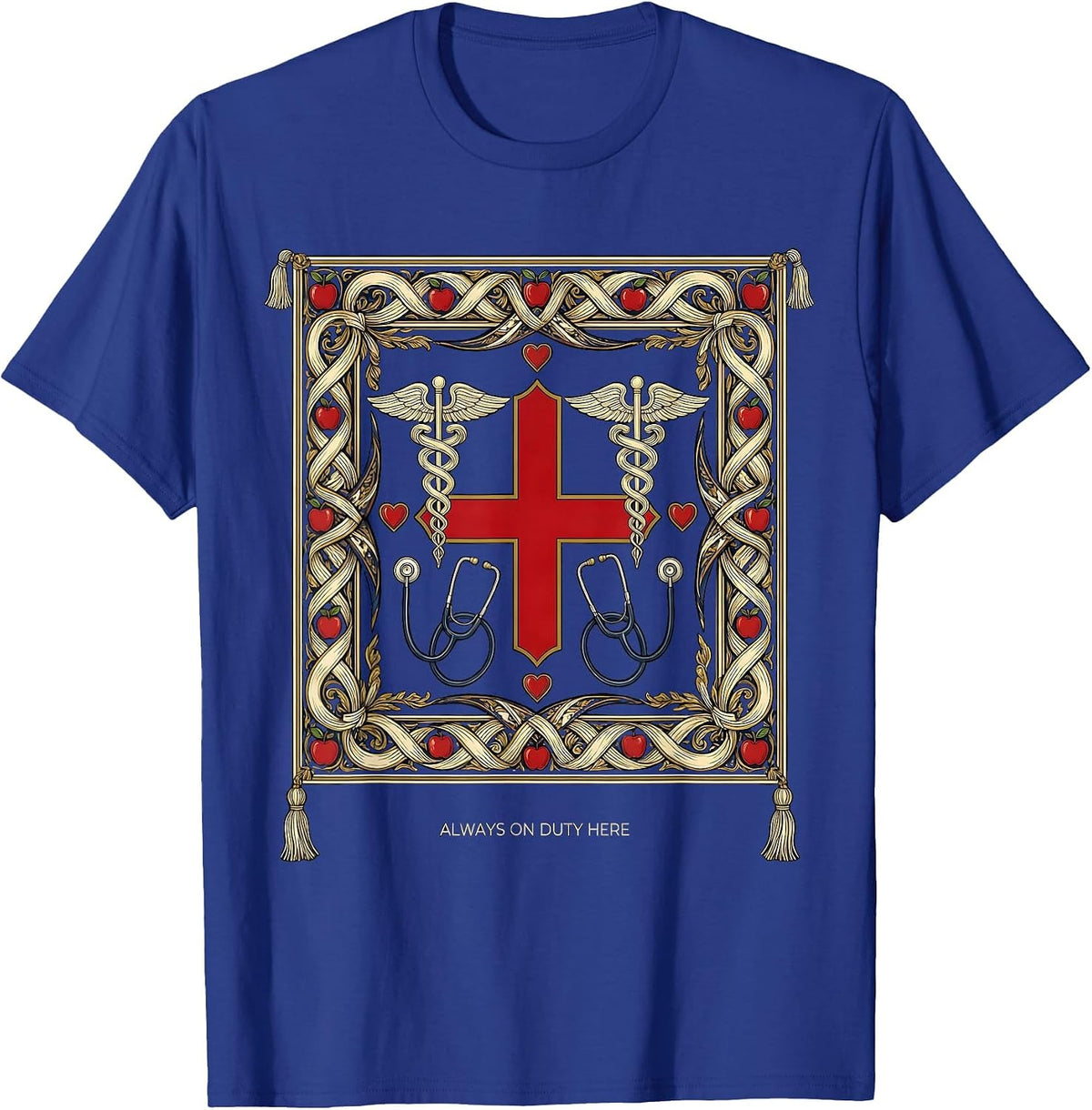 Men's School Nurse Always On Duty Graphic Design T-Shirt - Royal Blue