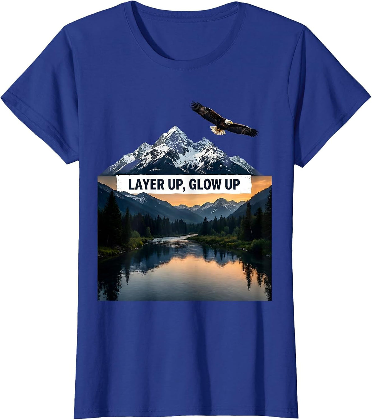 Women's Layer Up Glow Up K-Beauty Skincare Design T-Shirt - Royal Blue