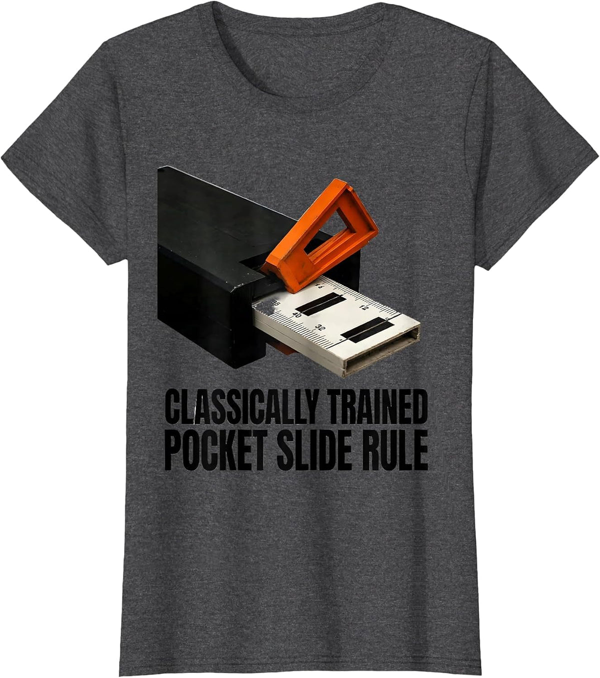 Women's Classically Trained Pocket Slide Rule Retro Enthusiast T-Shirt - Dark Heather Grey