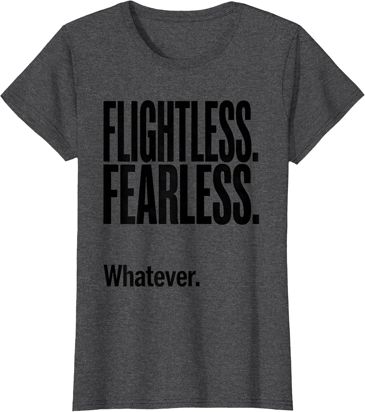 Women's Flightless Fearless Whatever Kiwi Map Rugby Haka Pride T-Shirt - Dark Heather Grey