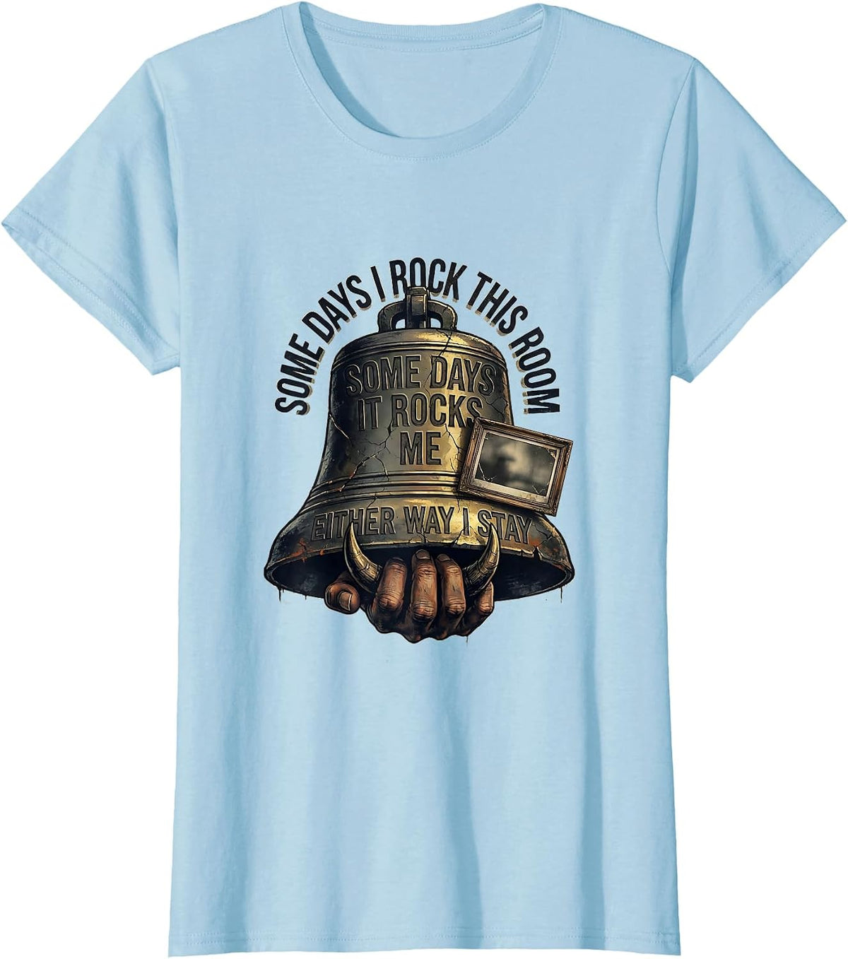 Women's Some Days I Rock This Room Distressed Rock On Classroom T-Shirt - Baby Blue