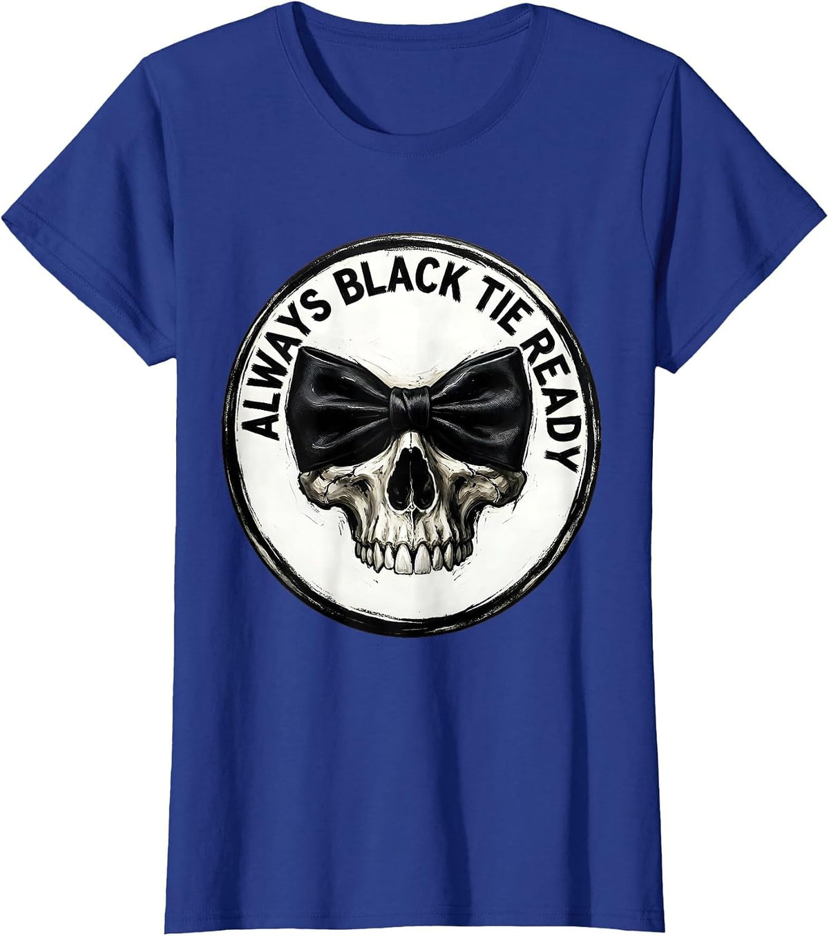 Women's Always Black Tie Ready Tuxedo Graphic Design T-Shirt - Royal Blue