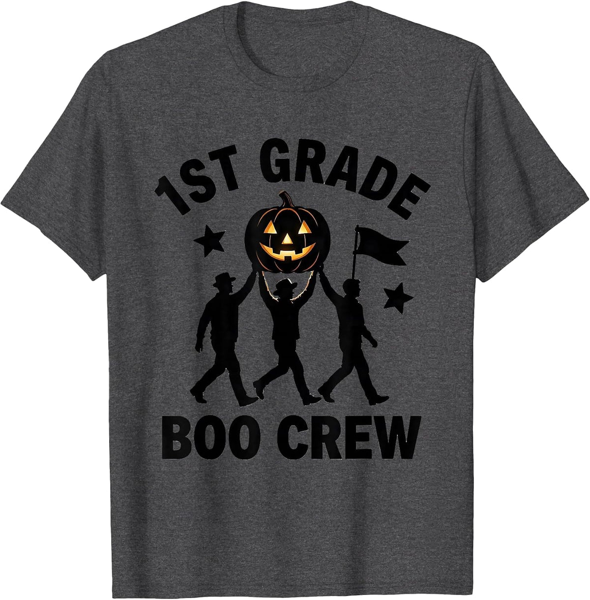 Men's 1st Grade Boo Crew Silly Halloween Teacher Student Matching T-Shirt - Dark Heather Grey