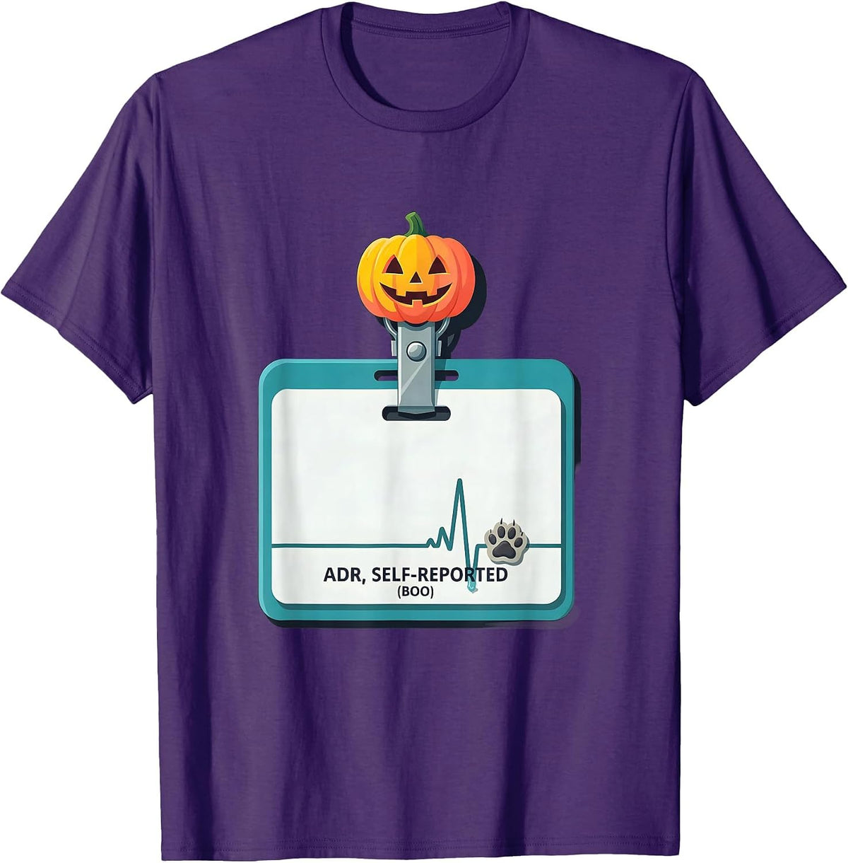 Men's ADR Self-Reported Boo Funny Vet Tech Halloween Clinic Crew T-Shirt - Purple