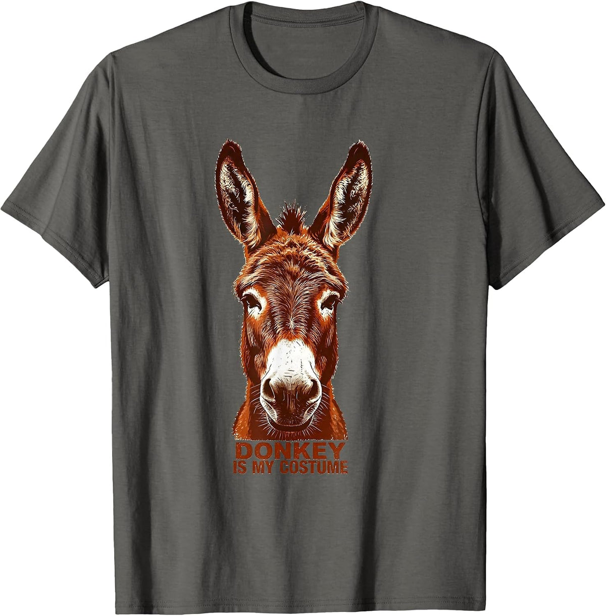 Donkey Is My Costume Funny Rubber Stamp Animal Lover Humor T-Shirt - Asphalt Grey