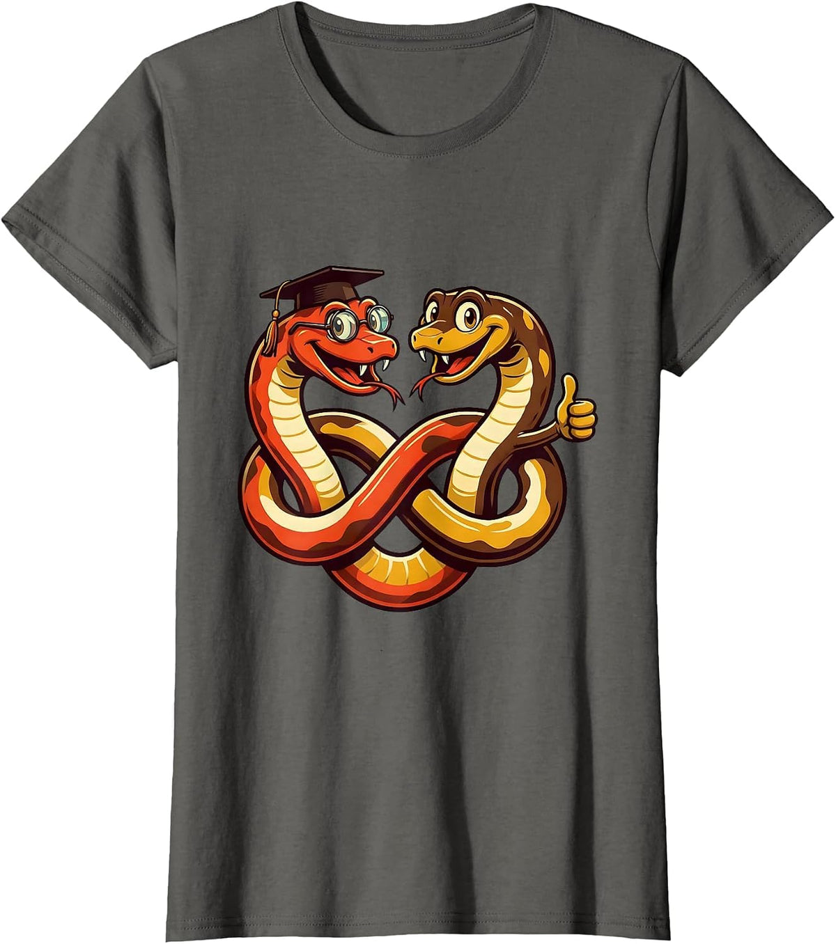 Women's Math Teacher Infinity Snake Ouroboros Design T-Shirt - Asphalt Grey