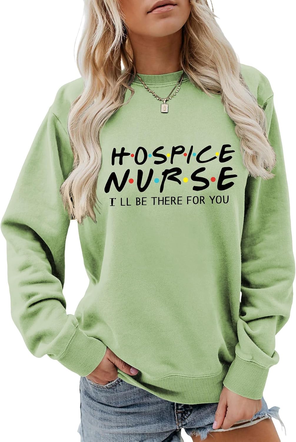 Hospice Nurse Sweatshirt for Women Nursing Student Long Sleeve Shirt Nurse Life Tops Crewneck Pullover - Olive Green