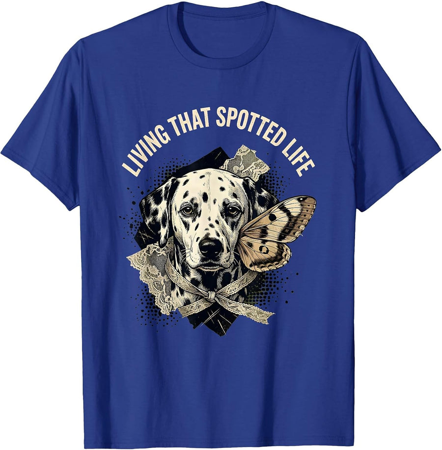 Living That Spotted Life Dalmatian Design T-Shirt - Royal Blue