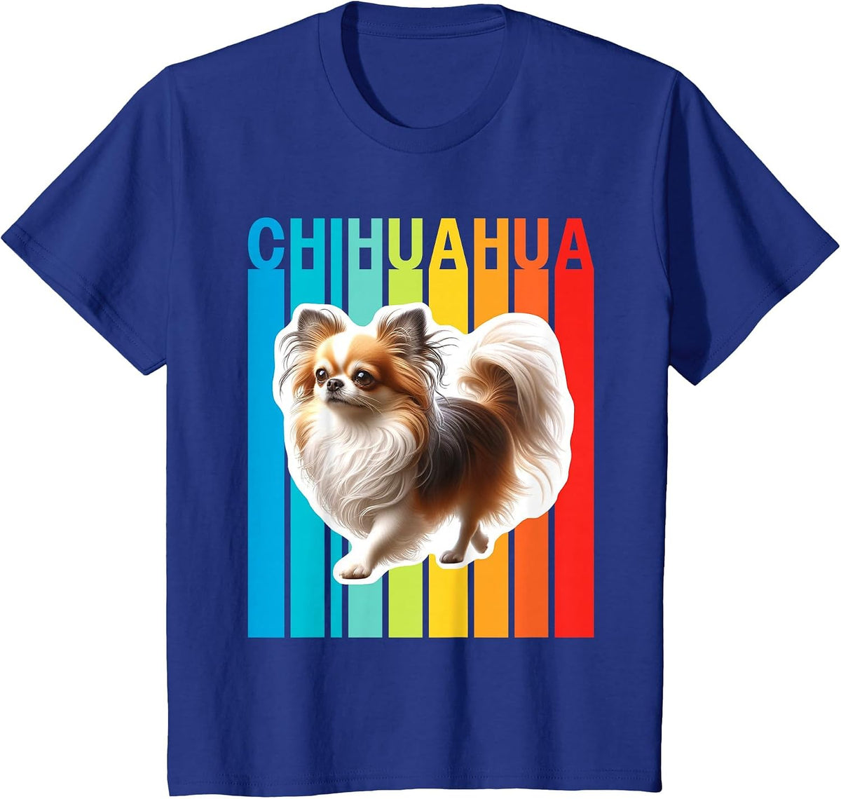 Colorful Long Haired Chihuahua T-Shirt - Royal Blue
