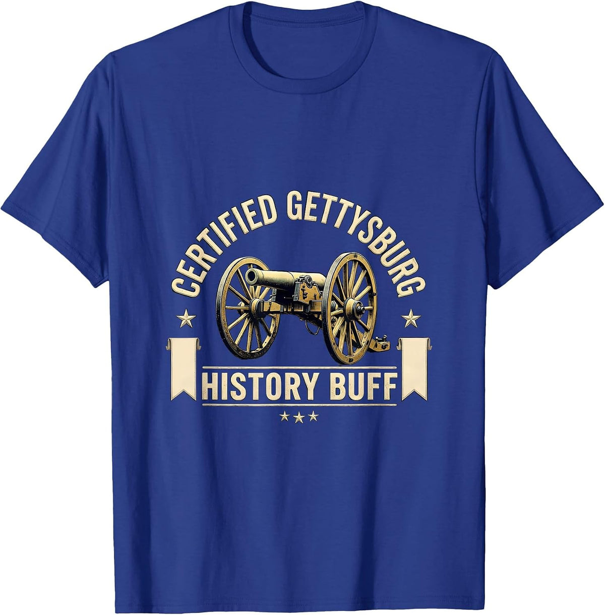 Certified Gettysburg History Buff Civil War Reenactor T-Shirt - Royal Blue