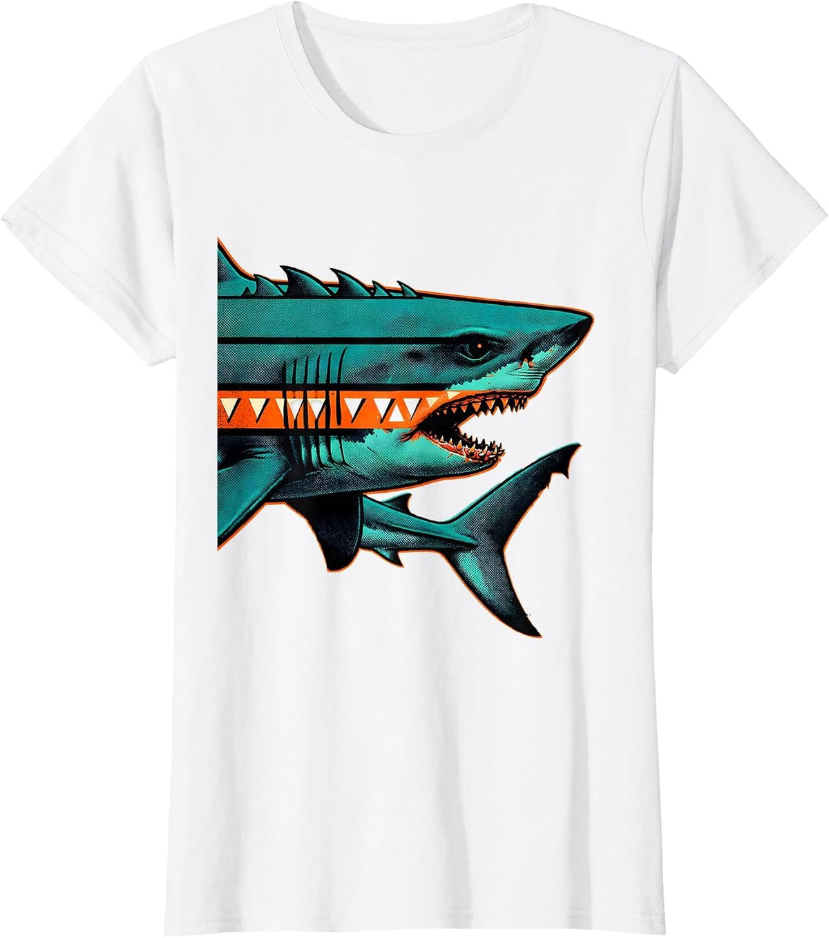Women's Goblin Shark Risograph Ocean Wildlife Humor T-Shirt - White