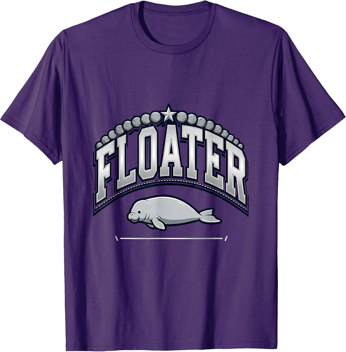 Men's Floater Sparkle Varsity Manatee Sea Cow Humor Gift T-Shirt - Purple