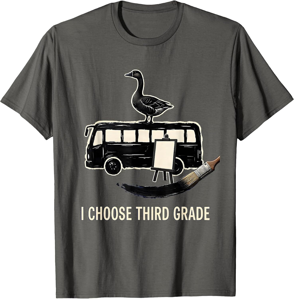 Men's I Choose Third Grade Cute Goose Teacher Back To School T-Shirt - Asphalt Grey