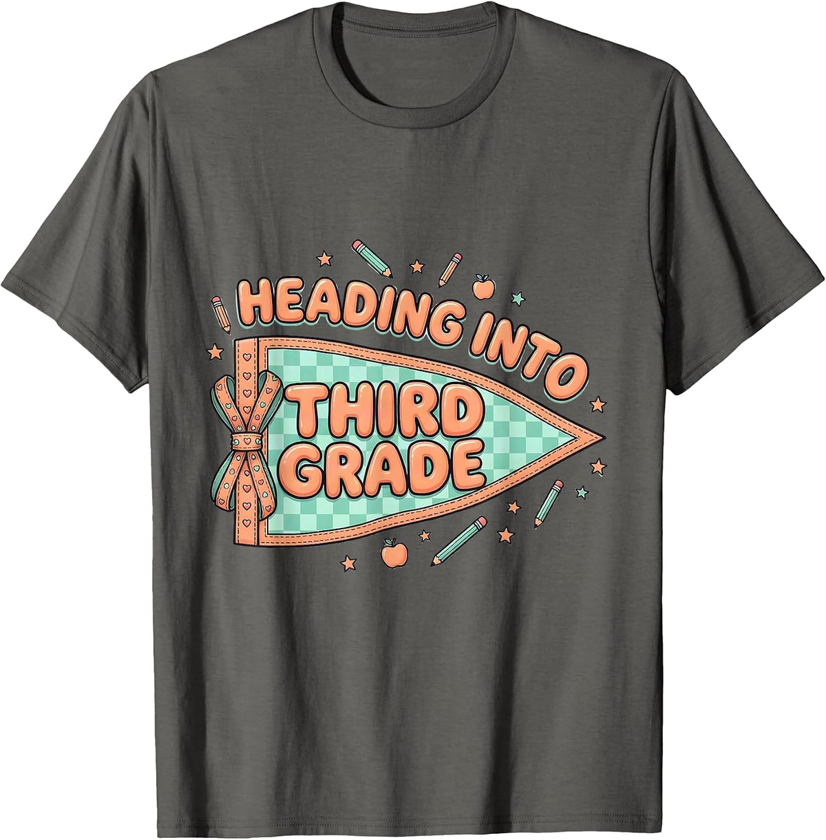 Heading Into Third Grade Girls Back To School Third Grade T-Shirt - Asphalt Grey