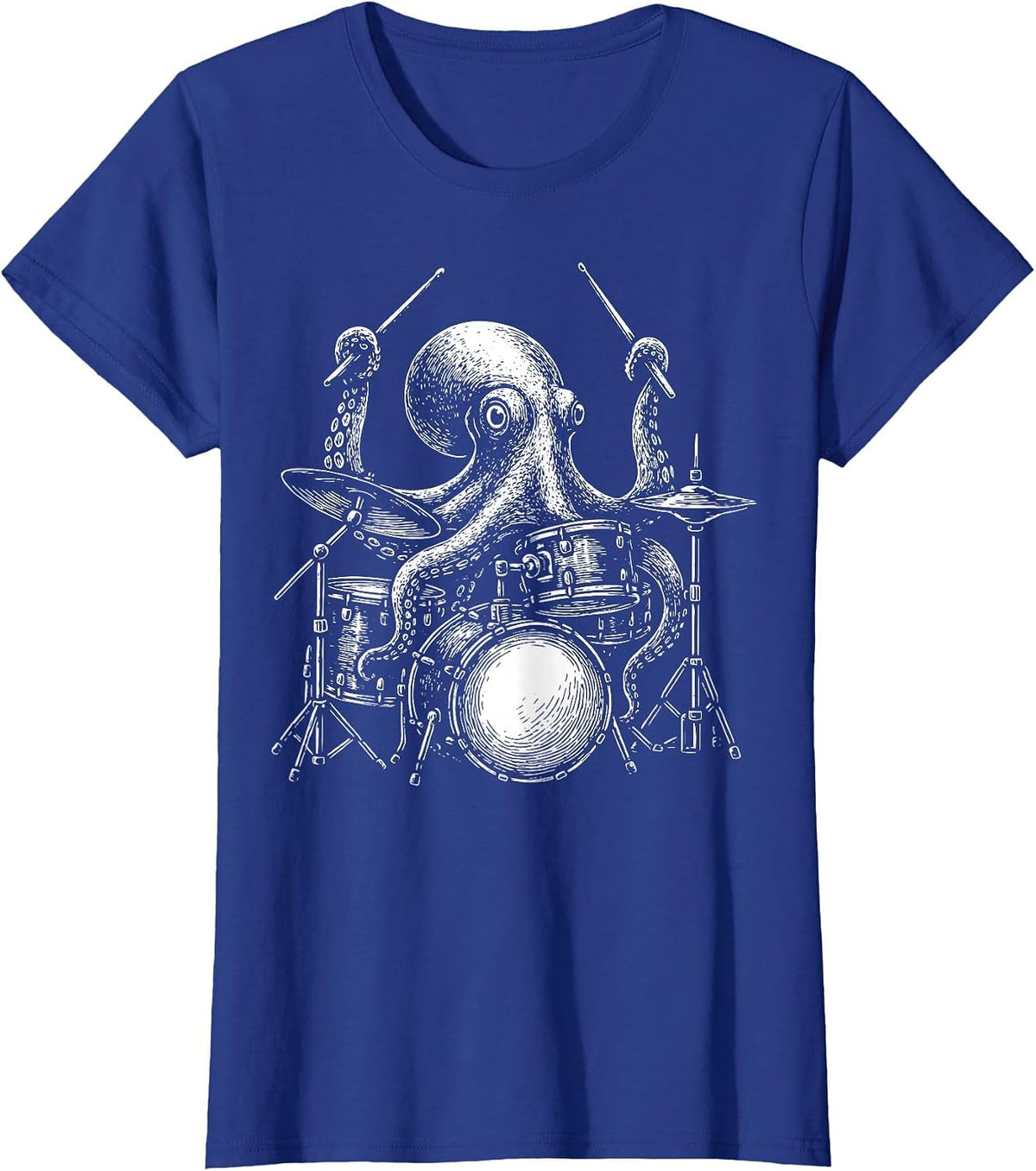 Octopus Drummer T-Shirt - Royal Blue