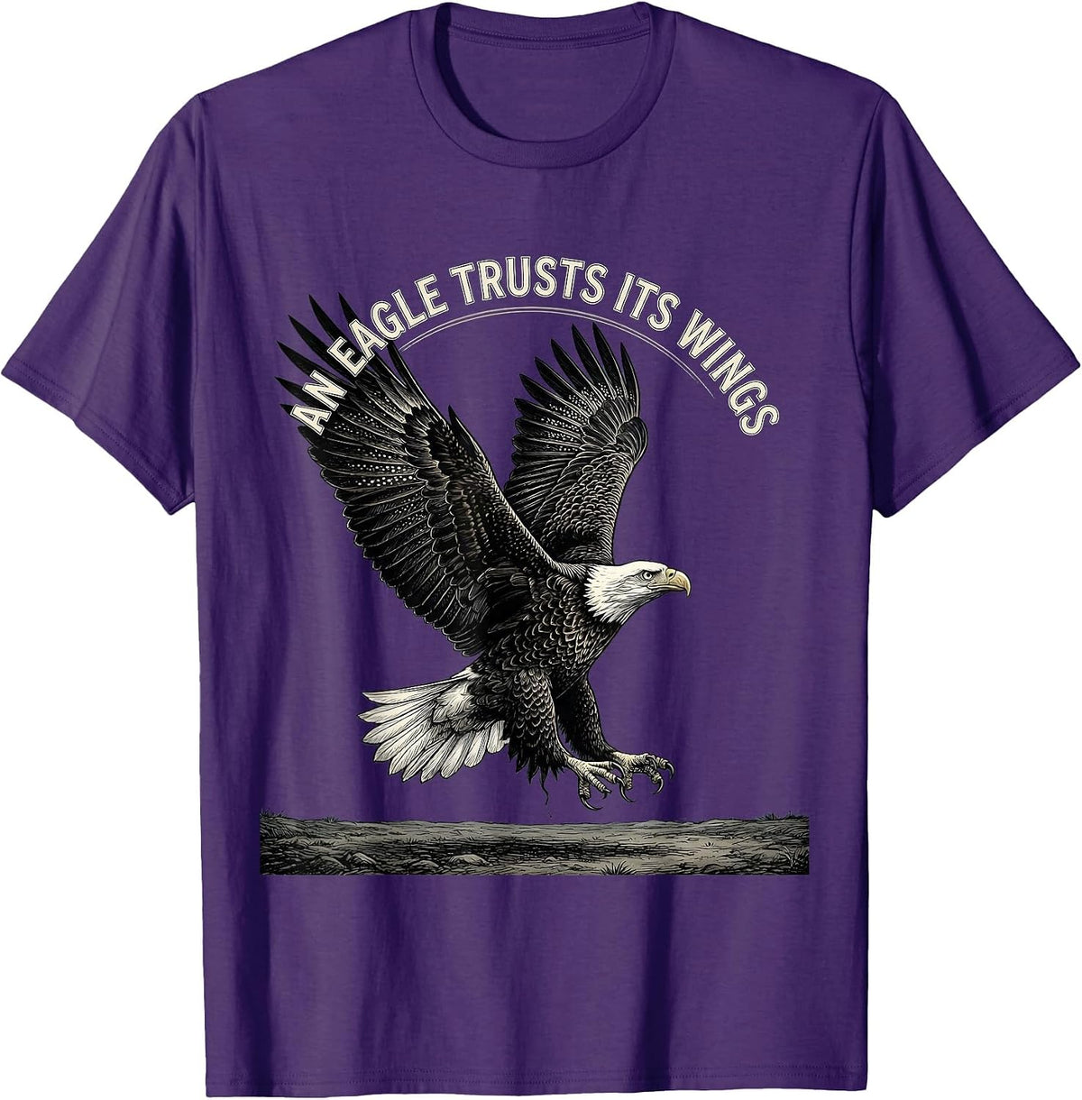 Men's An Eagle Trusts Its Wings Patriotic Eagle Wildlife Design T-Shirt - Purple