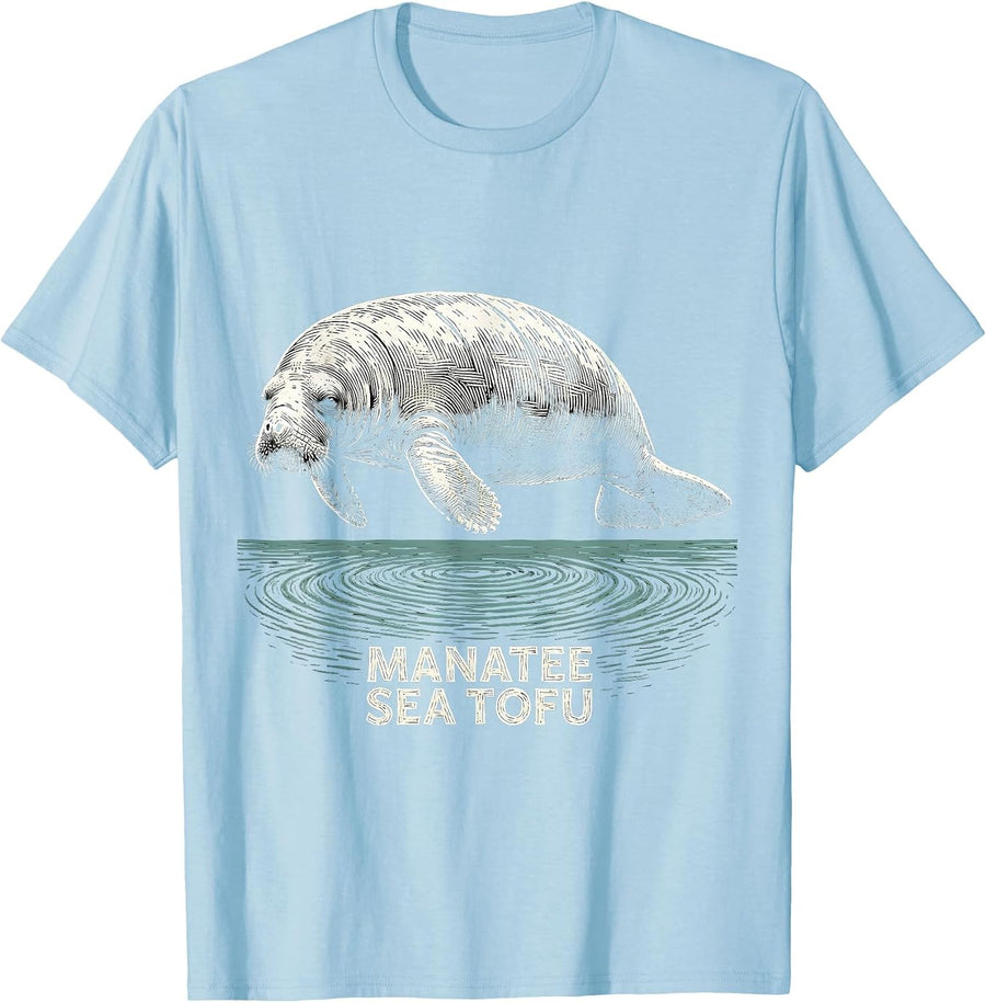 Men's Manatee Sea Tofu Funny Sea Animal Lover Manatee Humor T-Shirt - Baby Blue