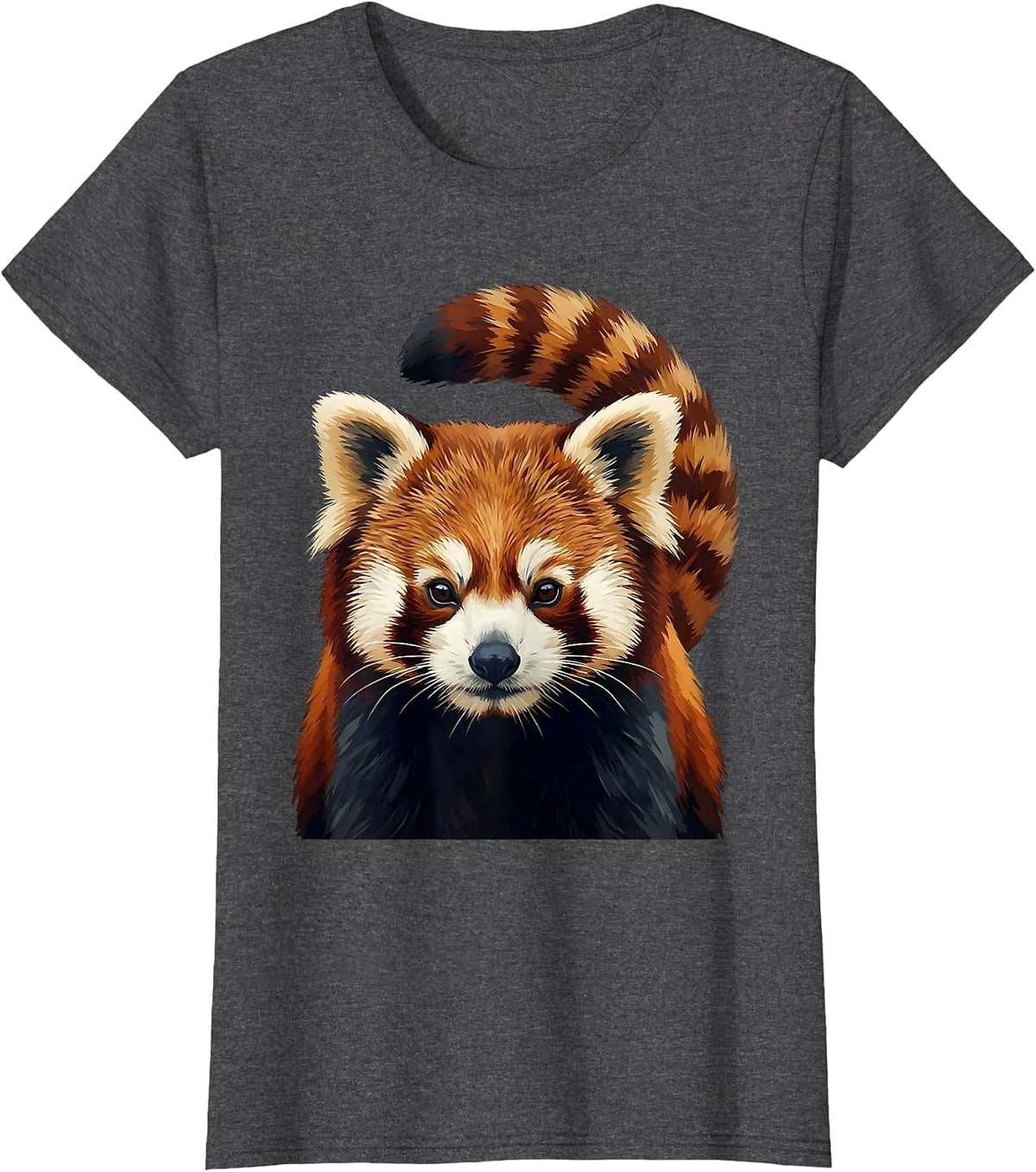 Women's Red Panda Portrait Wildlife Art Animal Lover Gift T-Shirt - Dark Heather Grey
