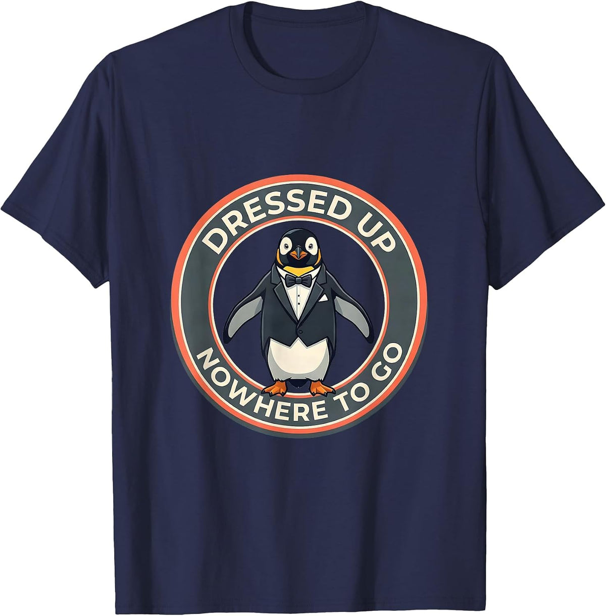 Men's Dressed Up Nowhere To Go Tuxedo Humor Design T-Shirt - Navy Blue