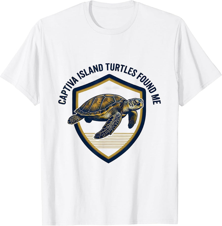 Men's Captiva Island Turtles Found Me Emblem Sea Turtle Lover T-Shirt - White