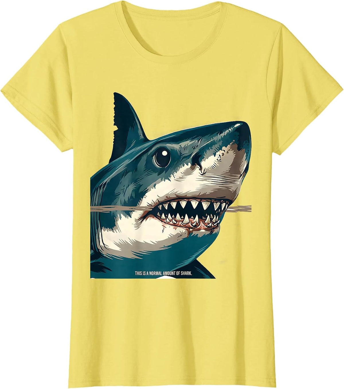 Women's This Is A Normal Amount Of Shark Funny Shark Lover Ocean T-Shirt - Lemon Yellow