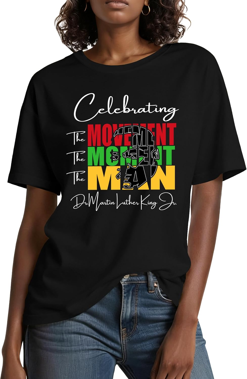 ELDPS Martin Luther King Shirt Women: Celebrating The Movement Tshirt Dream Like King MLK Day T-Shirt - Black
