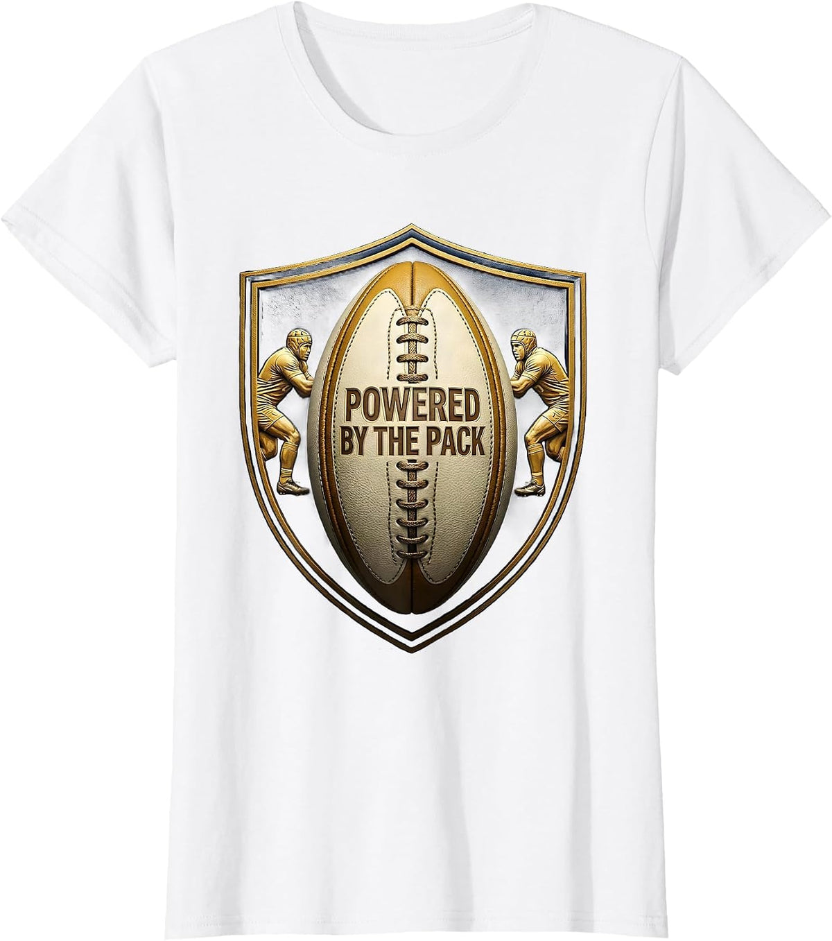 Powered by the Pack Rugby Graphic Design T-Shirt - White