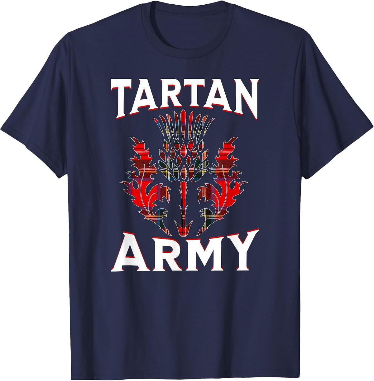 Scottish Tartan s Tartan Army s Thistle Emblem T-Shirt - Navy Blue