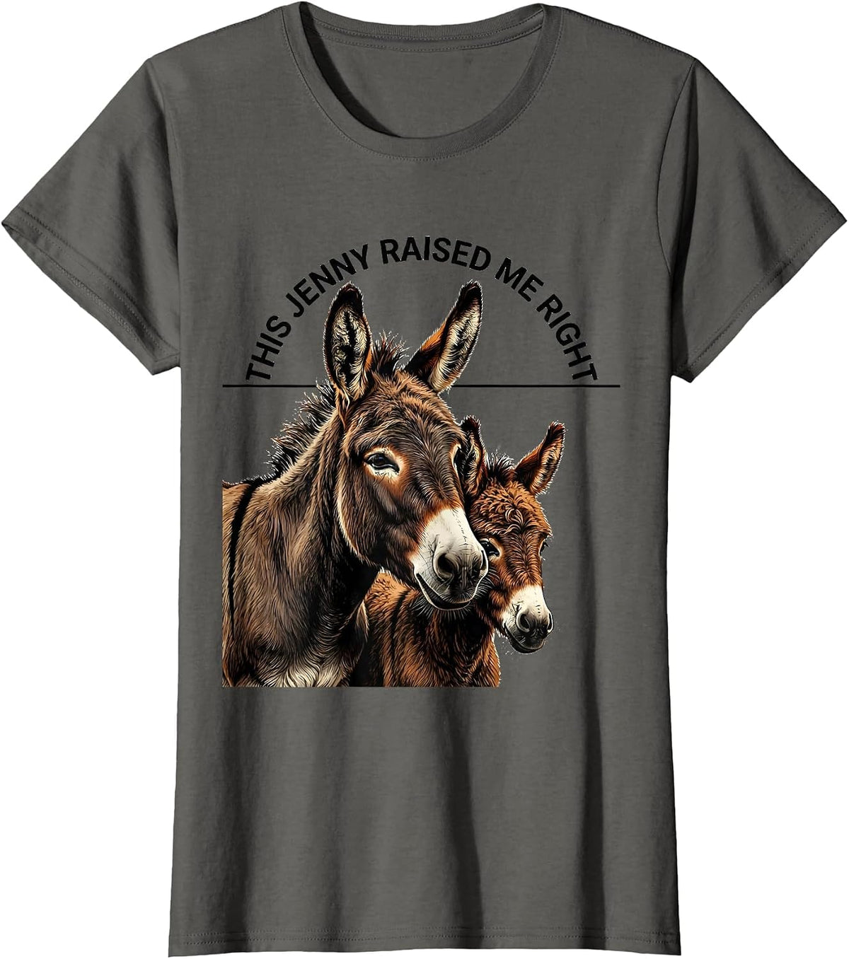 Women's This Jenny Raised Me Right Funny Donkey Lover Farm Animal T-Shirt - Asphalt Grey