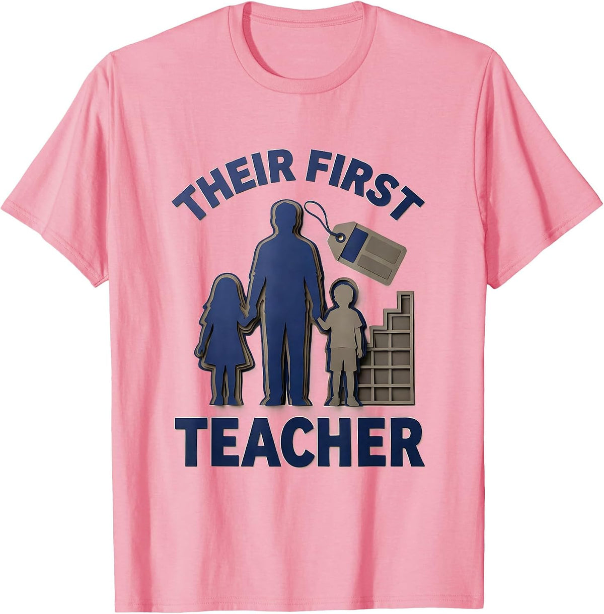 Men's Their First Teacher Head Start Early Childhood Teacher Back T-Shirt - Pink