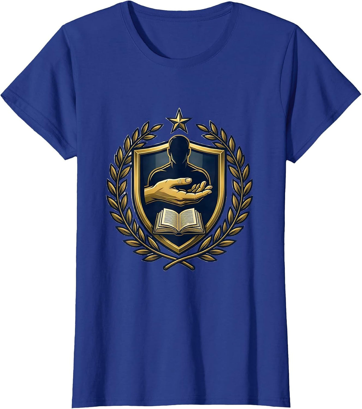 Women's Paraprofessional Supportive Hand Graphic Design T-Shirt - Royal Blue