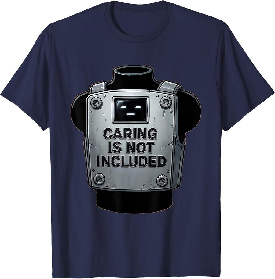 Caring Is Not Included Fun Fact Graphic T-Shirt - Navy Blue
