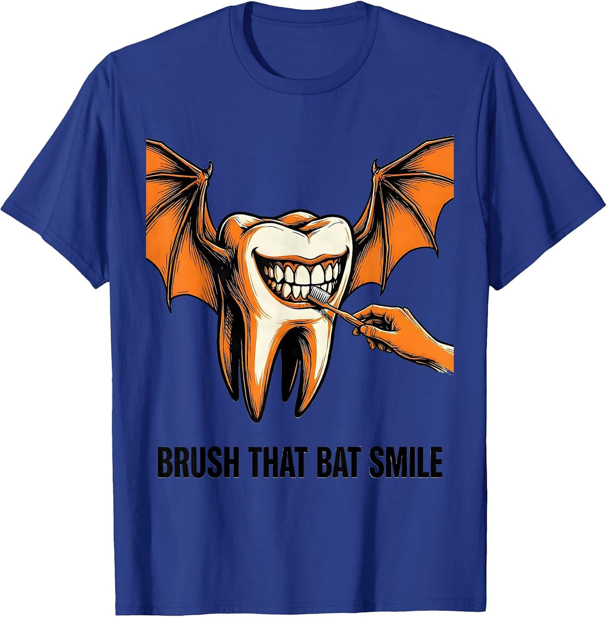 Men's Brush That Bat Smile Funny Dental Hygienist Halloween T-Shirt - Royal Blue