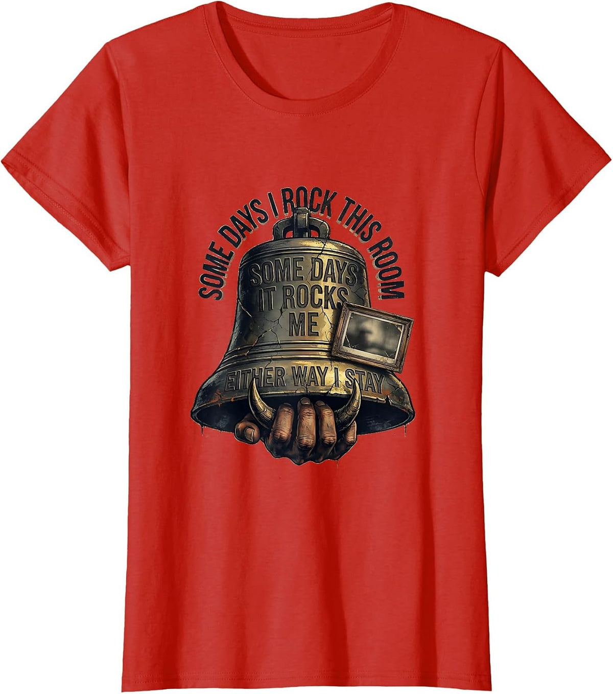 Women's Some Days I Rock This Room Distressed Rock On Classroom T-Shirt - Red