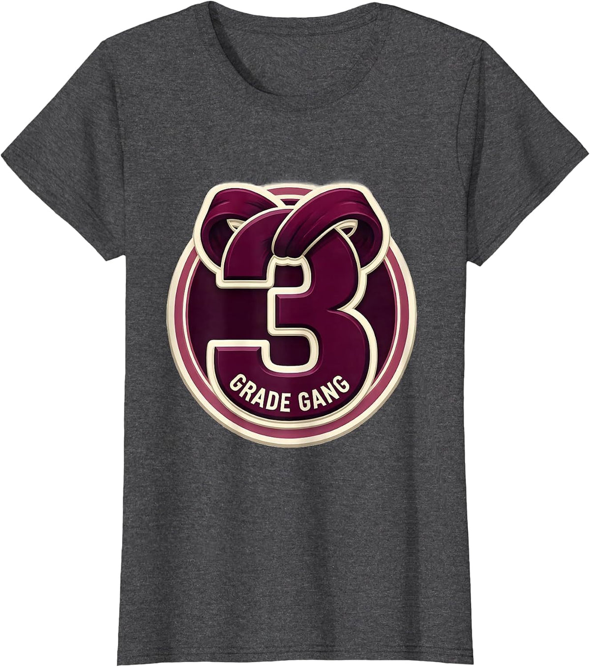 Women's 3rd Grade Gang Cute Back to School Coquette Bow T-Shirt - Dark Heather Grey