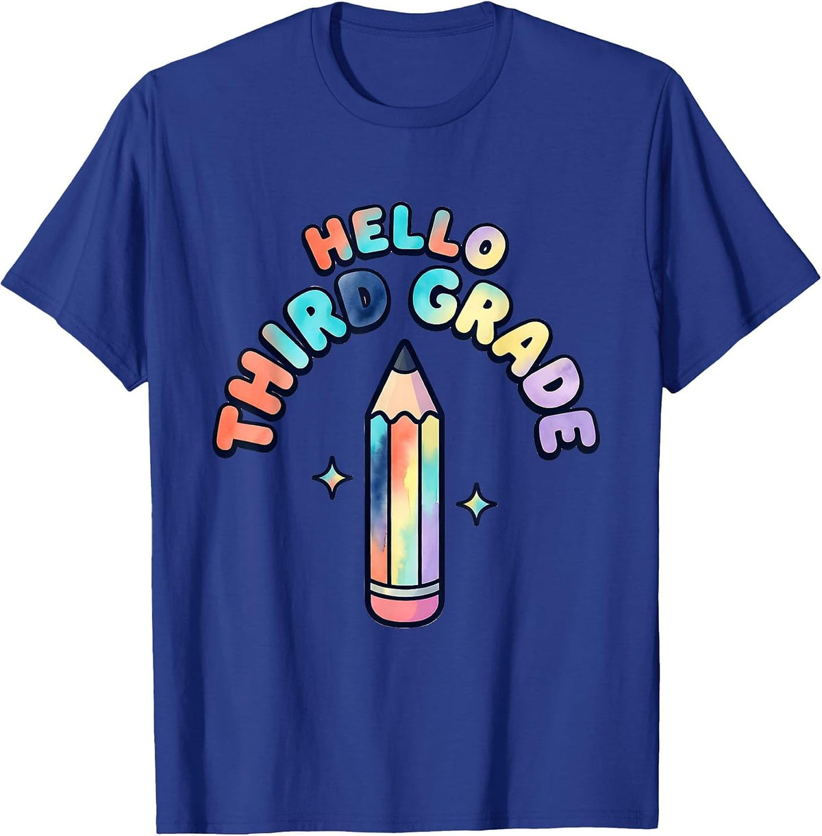 Men's Hello Third Grade Colorful Elementary Girl Back To School T-Shirt - Royal Blue