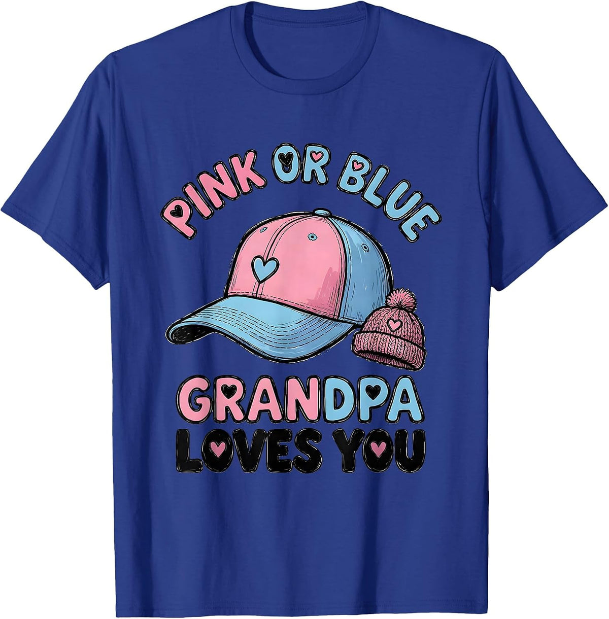 Men's Pink Or Blue Grandpa Loves You Gender Reveal Family Party T-Shirt - Royal Blue