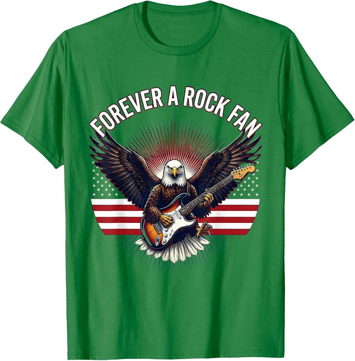 Men's Forever a Rock Fan Bold Music Lover Design T-Shirt - Kelly Green