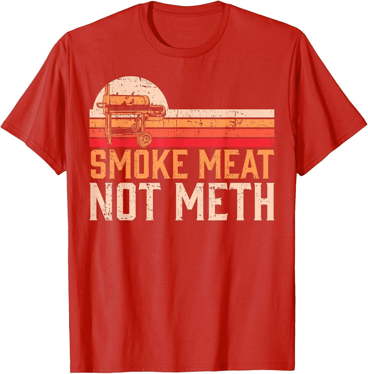 Smoke Meat Not Meth Brisket BBQ Grill T-Shirt - Red