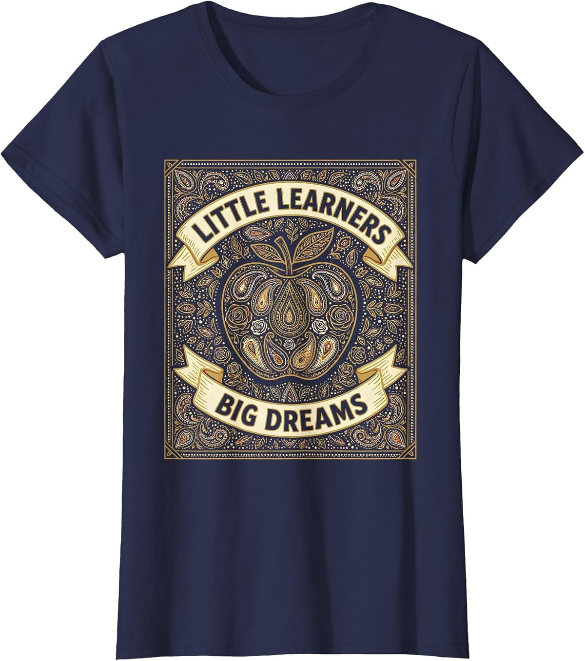 Women's Little Learners Big Dreams Preschool Teacher T-Shirt - Navy Blue