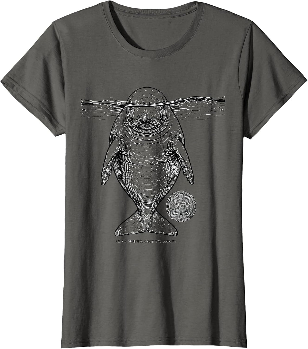 Women's Potato Verified, King's Bay, January Manatee Lover Crystal T-Shirt - Asphalt Grey