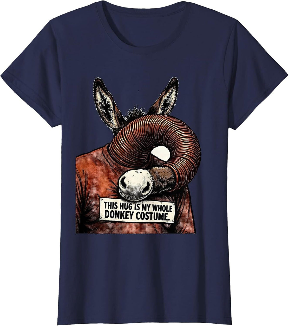 Women's This Hug Is My Whole Donkey Costume Funny Retro Cartoon Meme T-Shirt - Navy Blue